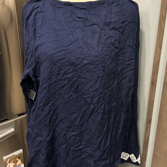 Nwt Crown & Ivy Blue and White Tie Front Sailor Collar Blouse - Picture 5 of 6